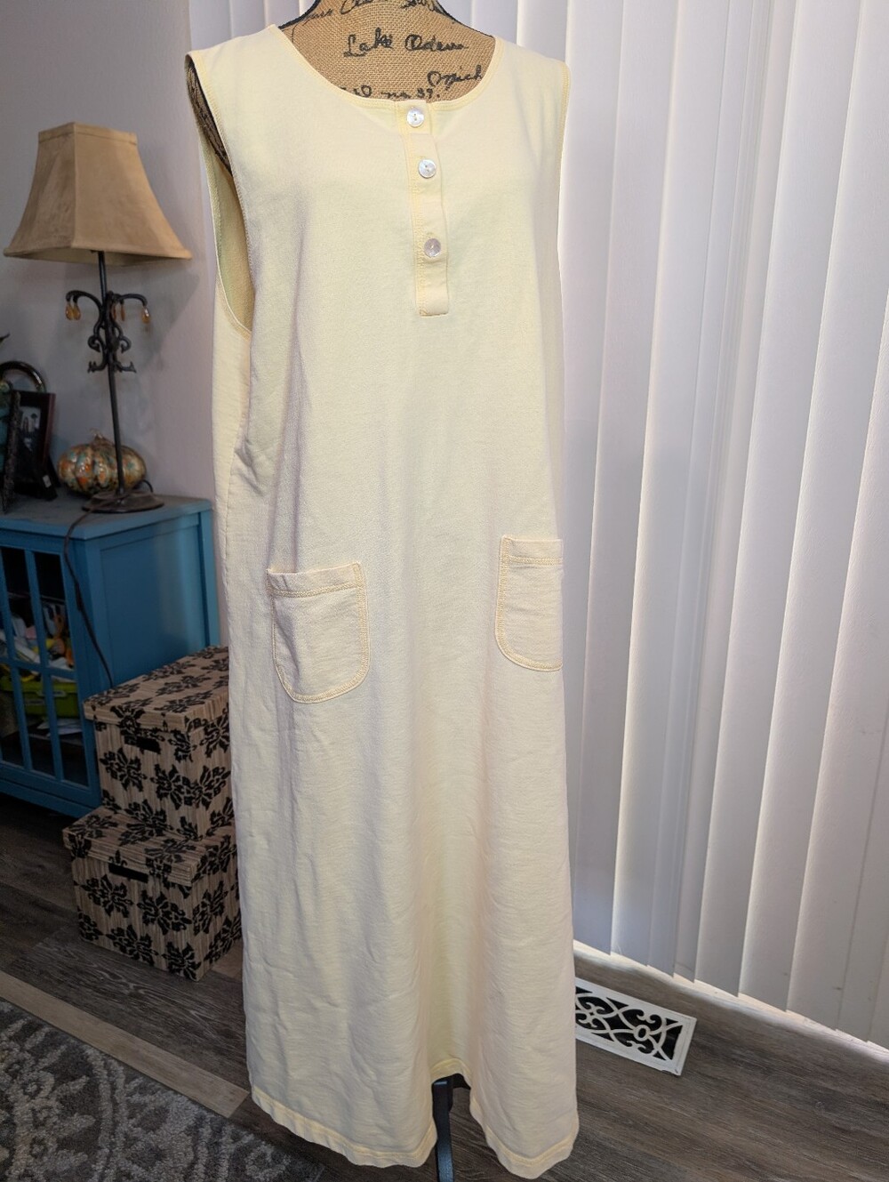 St John's Bay Sport Yellow Knit Sleeveless Maxi Dress